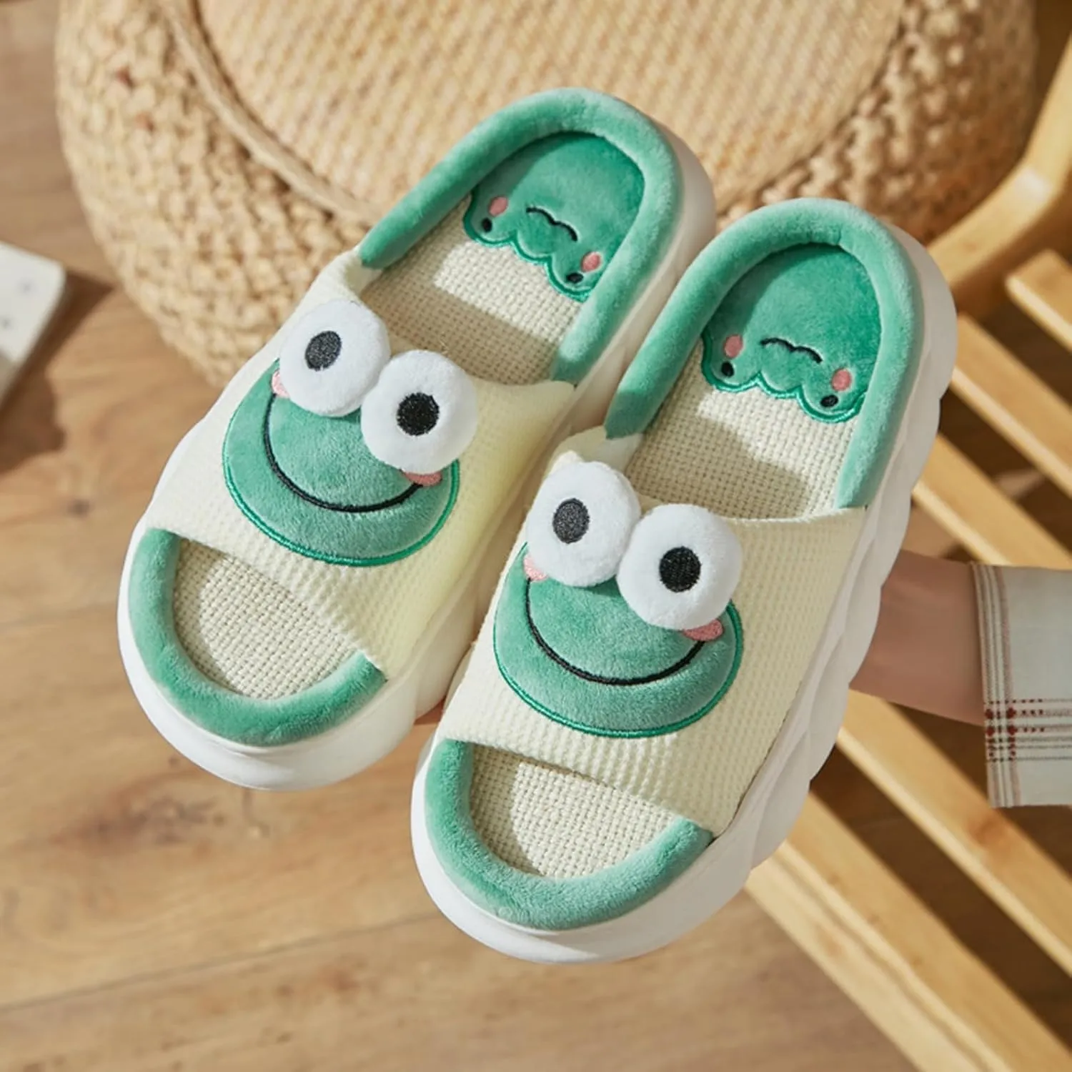 Adisputent Cow Slippers for Women Men Cartoon Animal Cotton Slippers Fuzzy Plush Cow Slides Winter Warm House Slippers