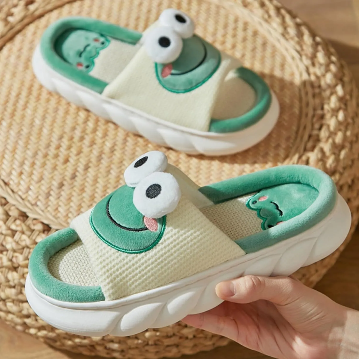 Adisputent Cow Slippers for Women Men Cartoon Animal Cotton Slippers Fuzzy Plush Cow Slides Winter Warm House Slippers