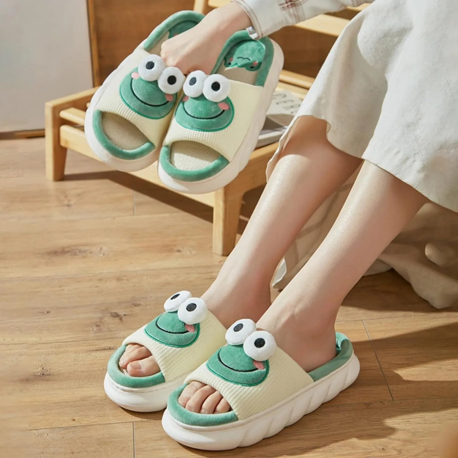 Adisputent Cow Slippers for Women Men Cartoon Animal Cotton Slippers Fuzzy Plush Cow Slides Winter Warm House Slippers