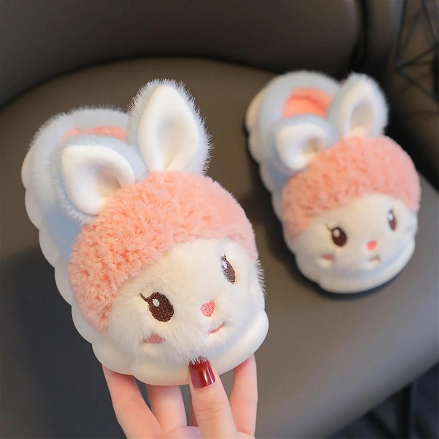 Animal slippers for women Cute rabbit slippers Soft warm winter home plush cotton slippers Cotton shoes