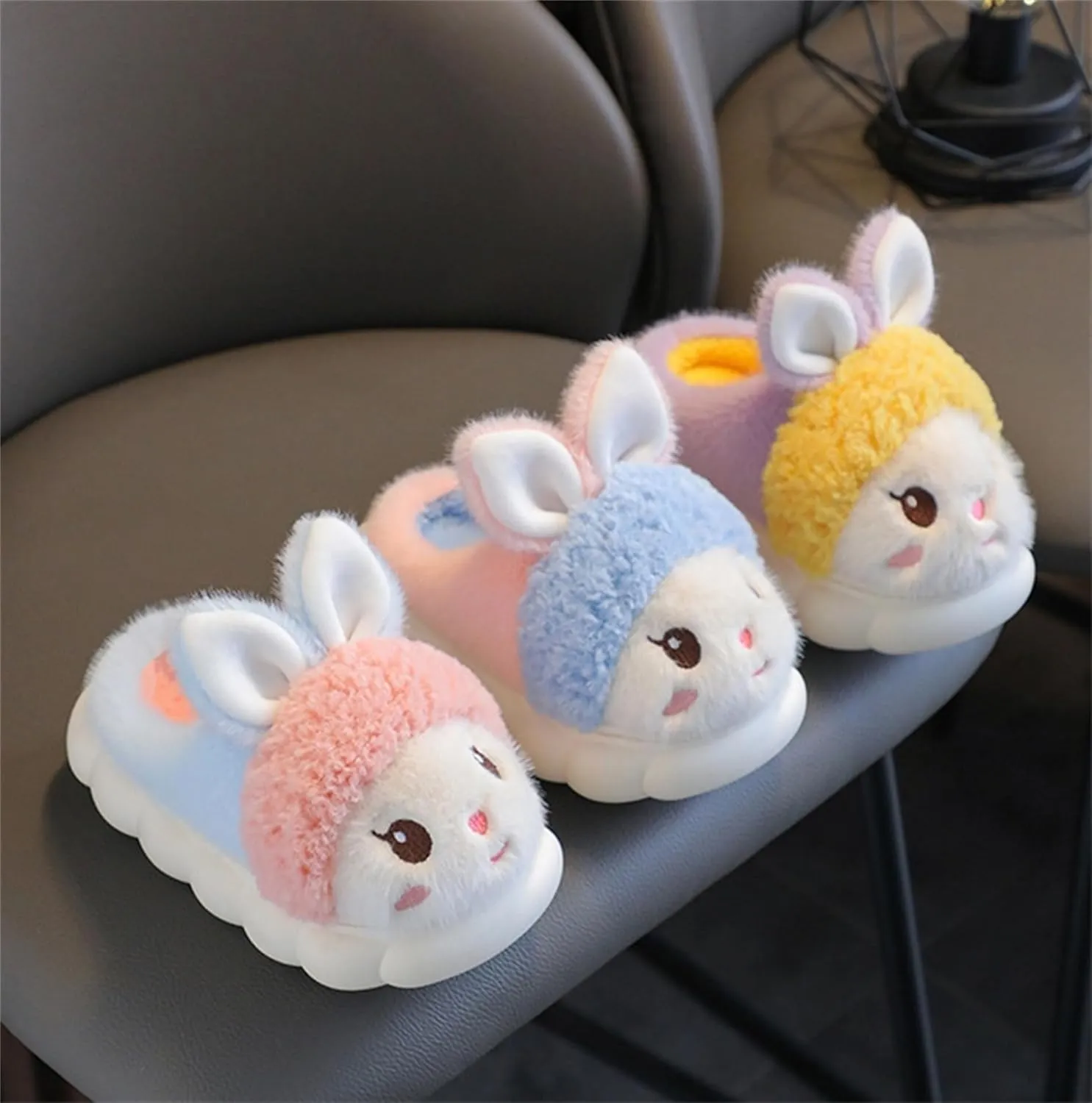 Animal slippers for women Cute rabbit slippers Soft warm winter home plush cotton slippers Cotton shoes