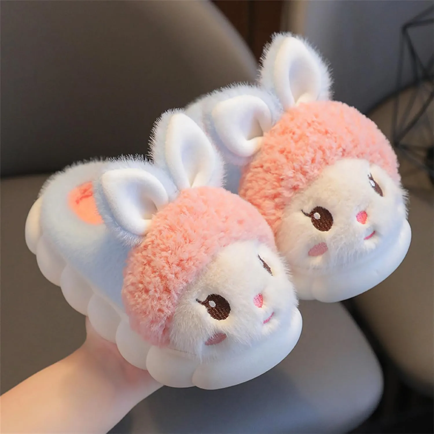 Animal slippers for women Cute rabbit slippers Soft warm winter home plush cotton slippers Cotton shoes