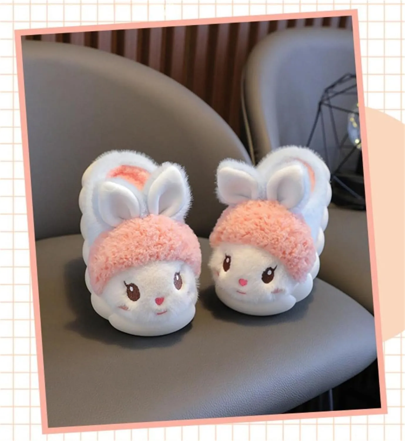 Animal slippers for women Cute rabbit slippers Soft warm winter home plush cotton slippers Cotton shoes