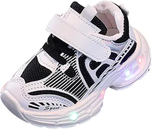 Baby Boys Mesh Glitter Sneaker Open Toe Light Up Sport Shoes Toddler Sole Non Slip Breathable First Walking Shoes