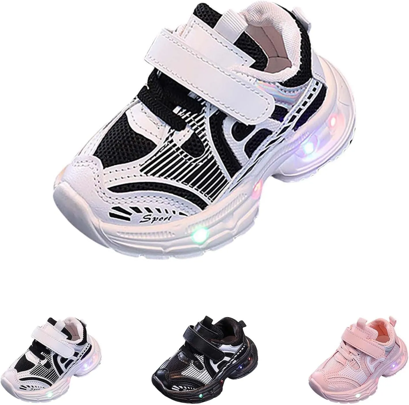 Baby Boys Mesh Glitter Sneaker Open Toe Light Up Sport Shoes Toddler Sole Non Slip Breathable First Walking Shoes