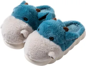 Baiyuruodie Women's & Men's Animal Slippers - Hippopotamus Design, Slip Resistant & Warm