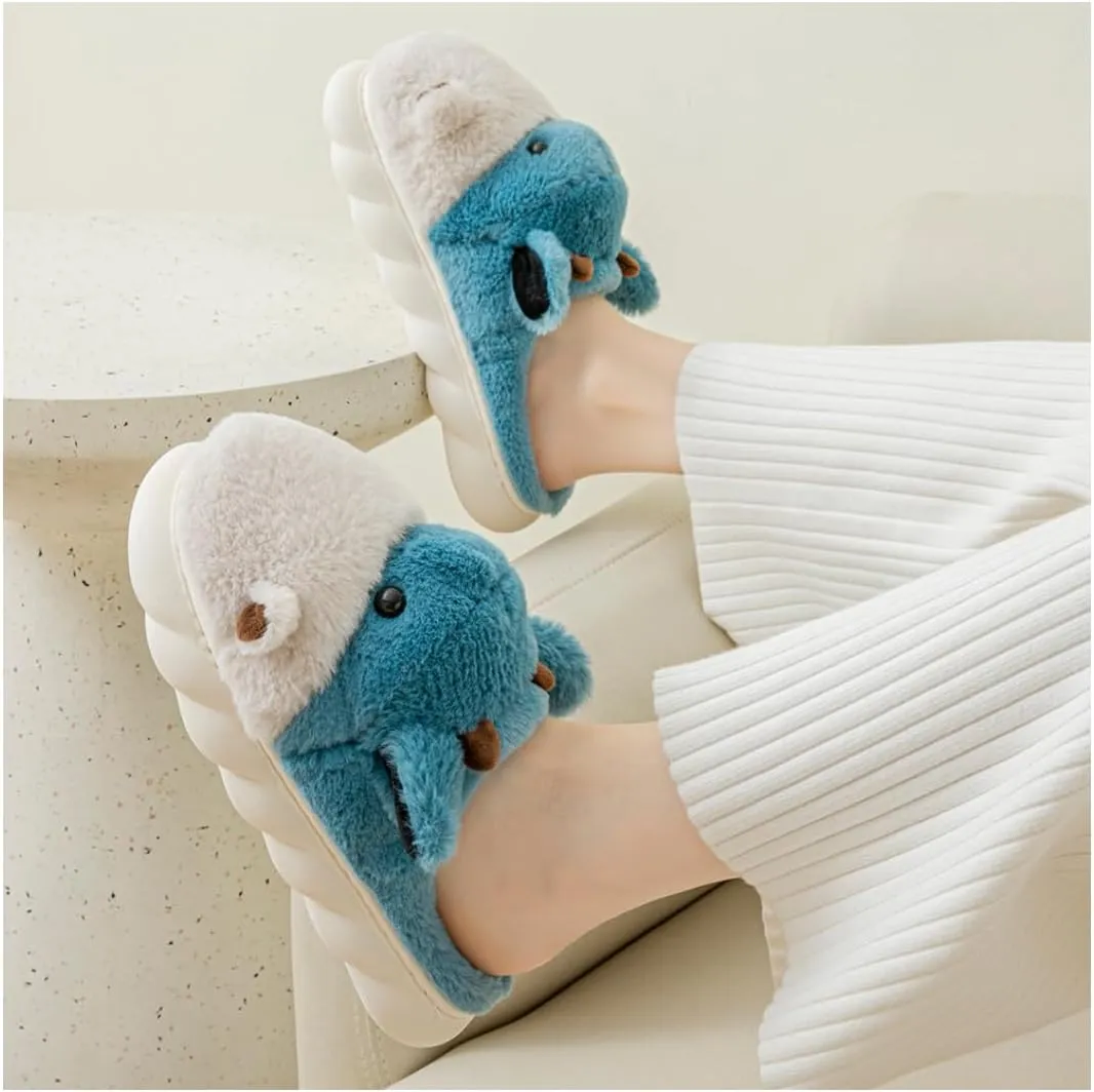 Baiyuruodie Women's & Men's Animal Slippers - Hippopotamus Design, Slip Resistant & Warm