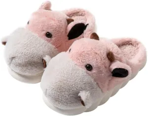 Baiyuruodie Women's & Men's Animal Slippers - Hippopotamus Design, Slip Resistant & Warm