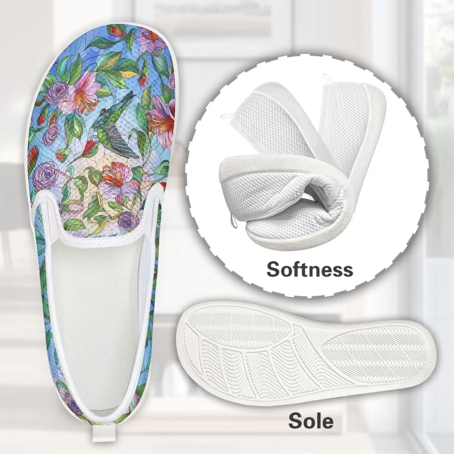 Binienty Women's Breathable Flats Shoes, Soft Slip on Loafers Flats Cozy Lightweight Walking Sneakers US 5.5-10.5