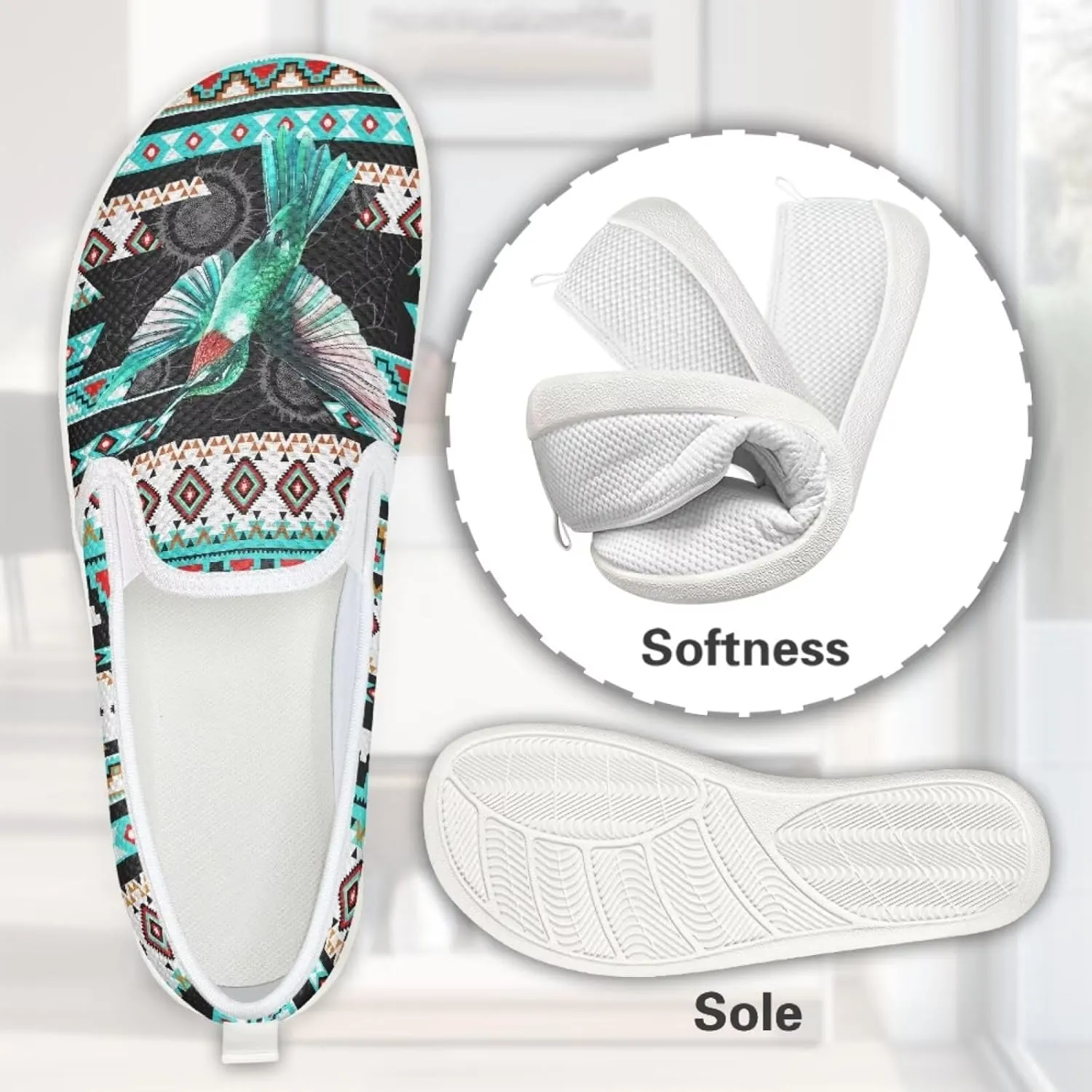 Binienty Women's Breathable Flats Shoes, Soft Slip on Loafers Flats Cozy Lightweight Walking Sneakers US 5.5-10.5