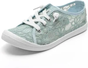 BORAMAX Women's Canvas Sneakers Low Cut Canvas Shoes Lace Up Fashion Tennis Shoes Breathable Flats Bride Lace Sneakers