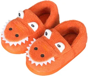 Boys Girls Warm Dinosaur House Slippers Toddler Kids Fuzzy Indoor Bedroom Shoes