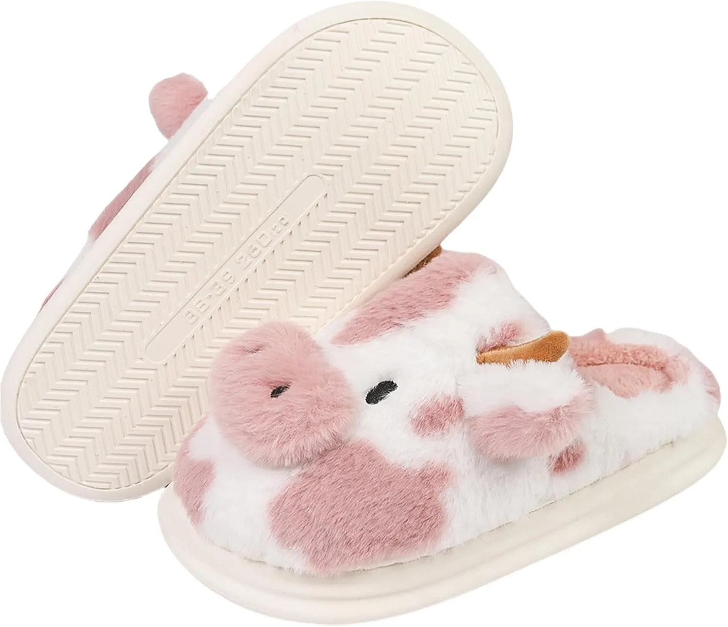 Cartoon Cow Cotton Slippers,Cute Cozy Fuzzy Animal Slippers For Women,Winter Warm Plush Comfy Indoor Outdoor Slippers