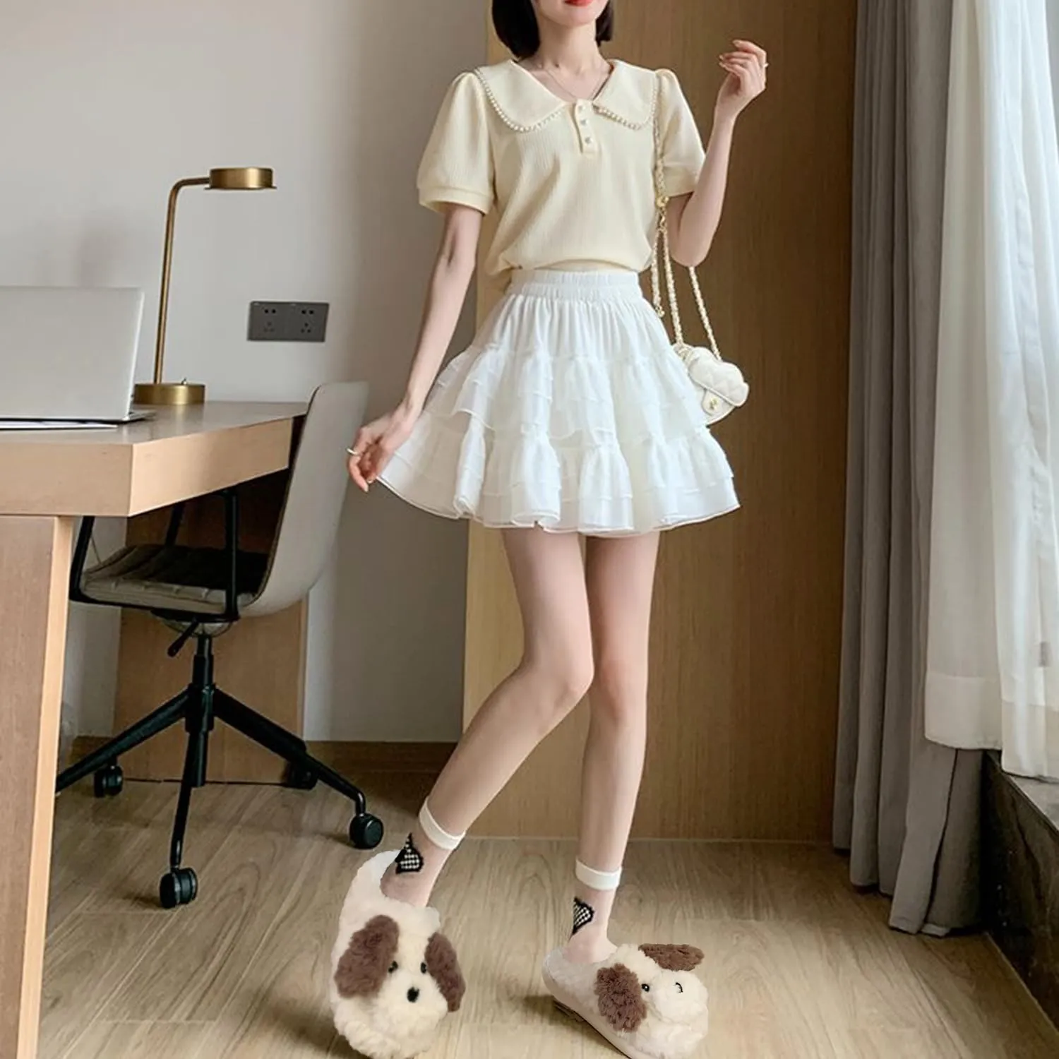 Cartoon Dog Cotton Slippers,Cute Animal Fuzzy Slippers for women,Winter Indoor Outdoor Slippers,Non-Skid Shoes for men