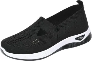 Cathalem Orthopedic Women's Woven Breathable Soft Sole Slip on Diabetic Foam Shoes for Walking