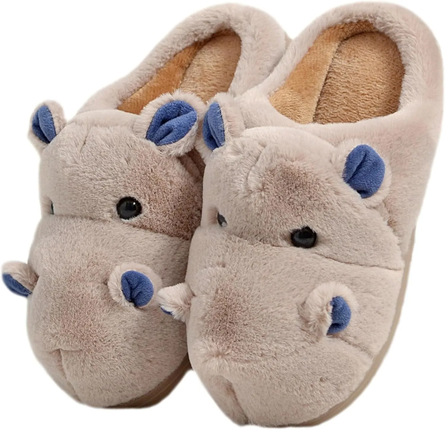Cotton Slippers for Adults & Kids - Plush Hippo & Animal Designs, Perfect for Home