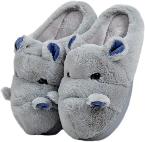 Cotton Slippers for Adults & Kids - Plush Hippo & Animal Designs, Perfect for Home