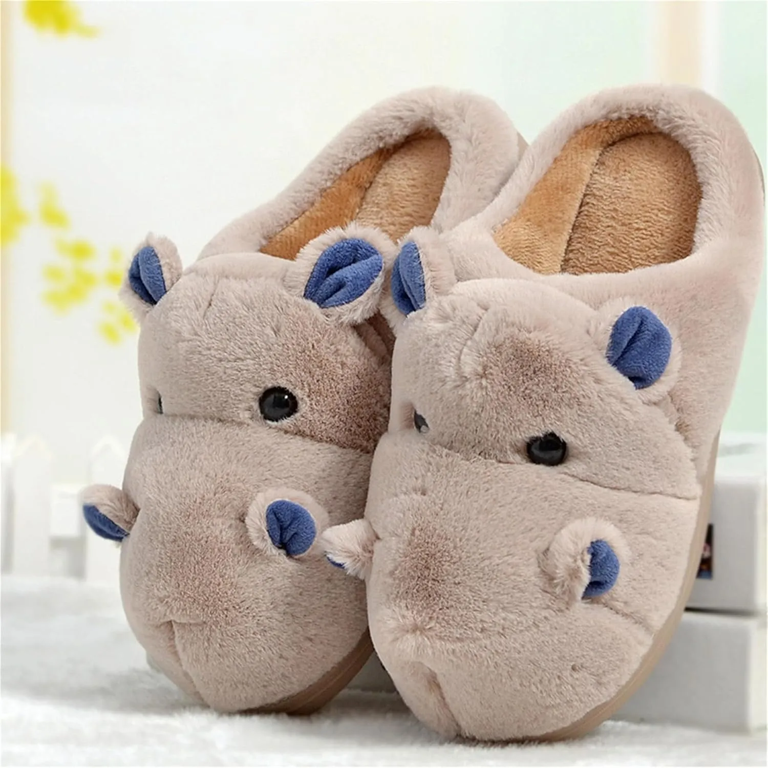 Cotton Slippers for Adults & Kids - Plush Hippo & Animal Designs, Perfect for Home