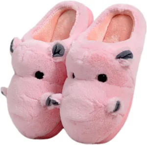 Cotton Slippers for Adults & Kids - Plush Hippo & Animal Designs, Perfect for Home