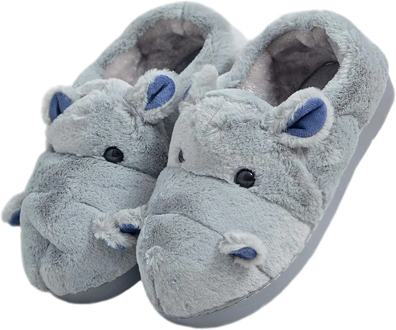 Cotton Slippers for Adults & Kids - Plush Hippo & Animal Designs, Perfect for Home
