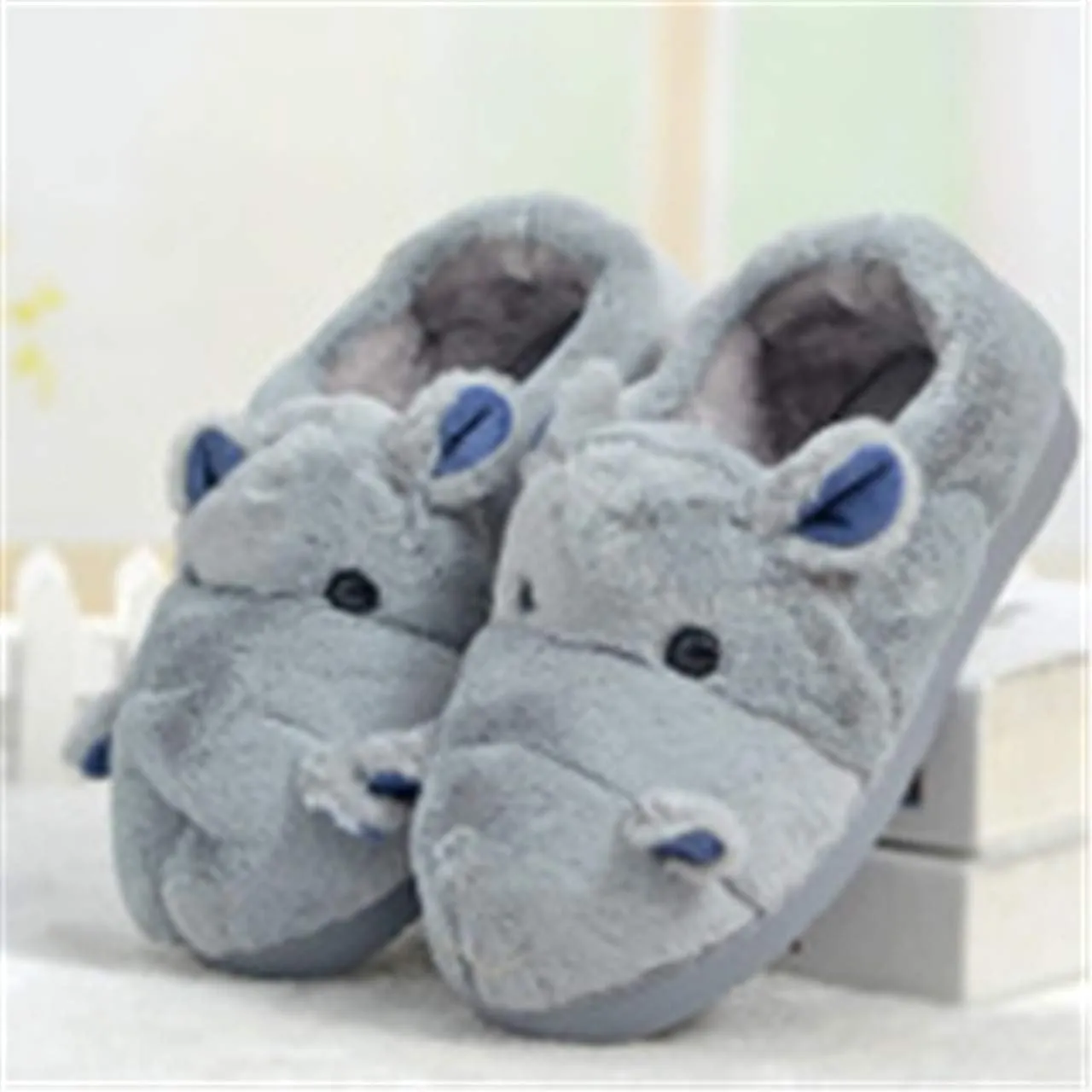 Cotton Slippers for Adults & Kids - Plush Hippo & Animal Designs, Perfect for Home