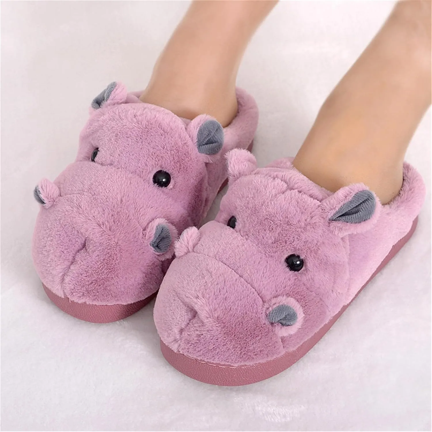 Cotton Slippers for Adults & Kids - Plush Hippo & Animal Designs, Perfect for Home
