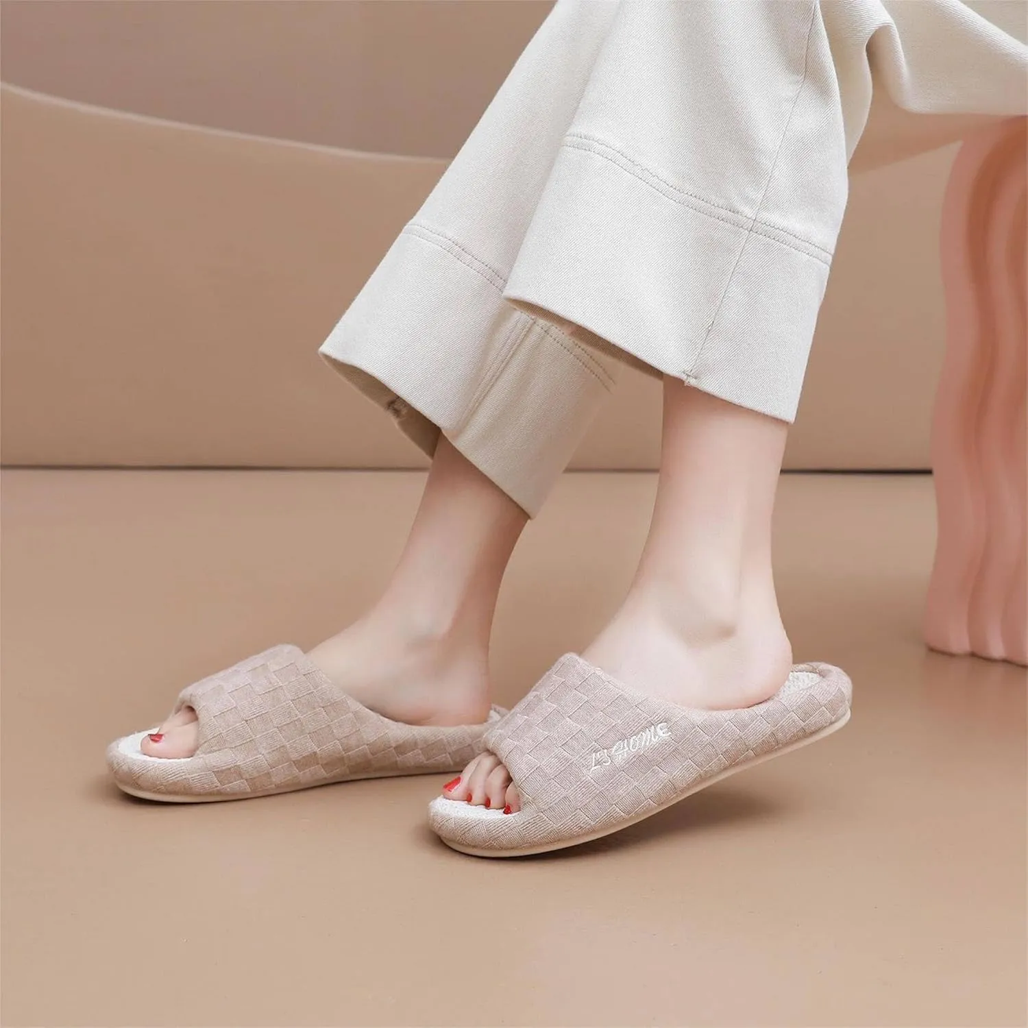 Crazy Lady Women's House Slippers Memory Foam Cozy Bedroom Shoes Open Toe Indoor Outdoor Platform Slides