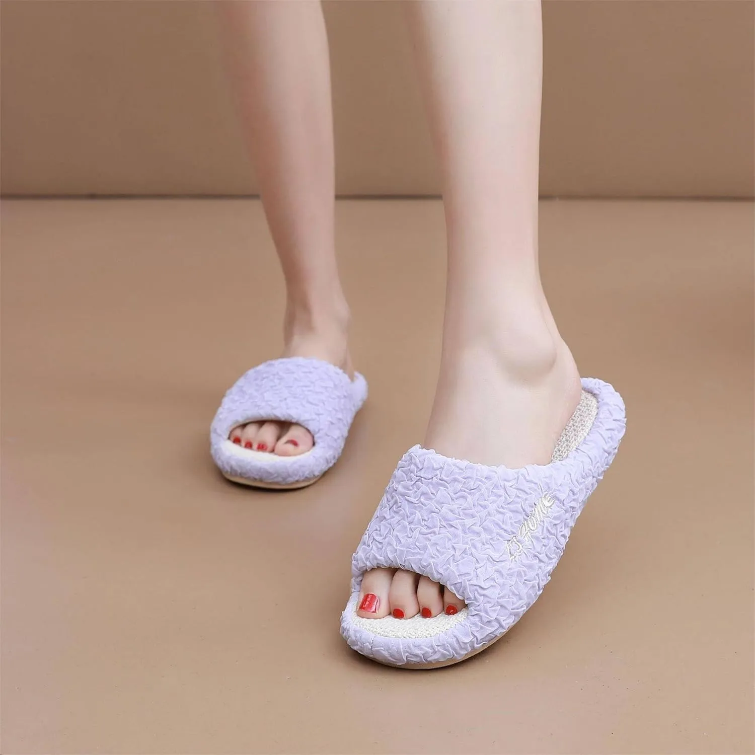 Crazy Lady Women's House Slippers Memory Foam Cozy Bedroom Shoes Open Toe Indoor Outdoor Platform Slides