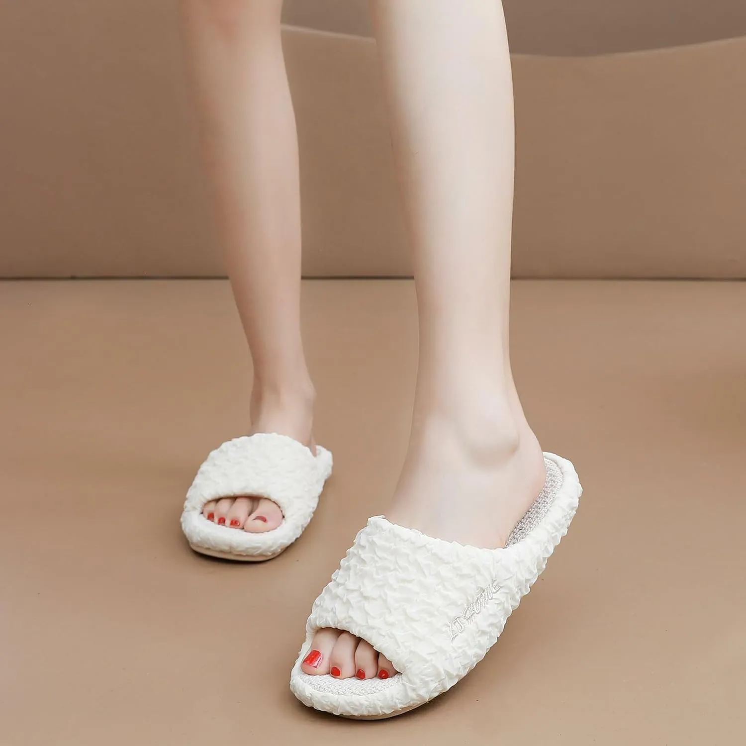 Crazy Lady Women's House Slippers Memory Foam Cozy Bedroom Shoes Open Toe Indoor Outdoor Platform Slides