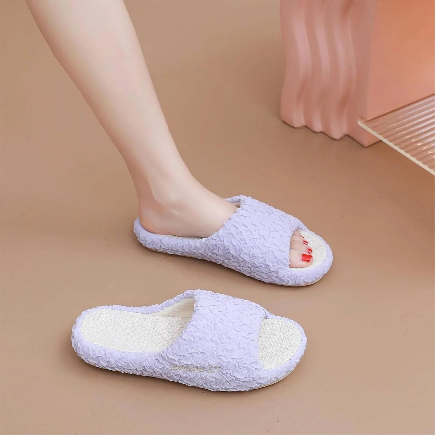 Crazy Lady Women's House Slippers Memory Foam Cozy Bedroom Shoes Open Toe Indoor Outdoor Platform Slides