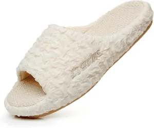 Crazy Lady Women's House Slippers Memory Foam Cozy Bedroom Shoes Open Toe Indoor Outdoor Platform Slides