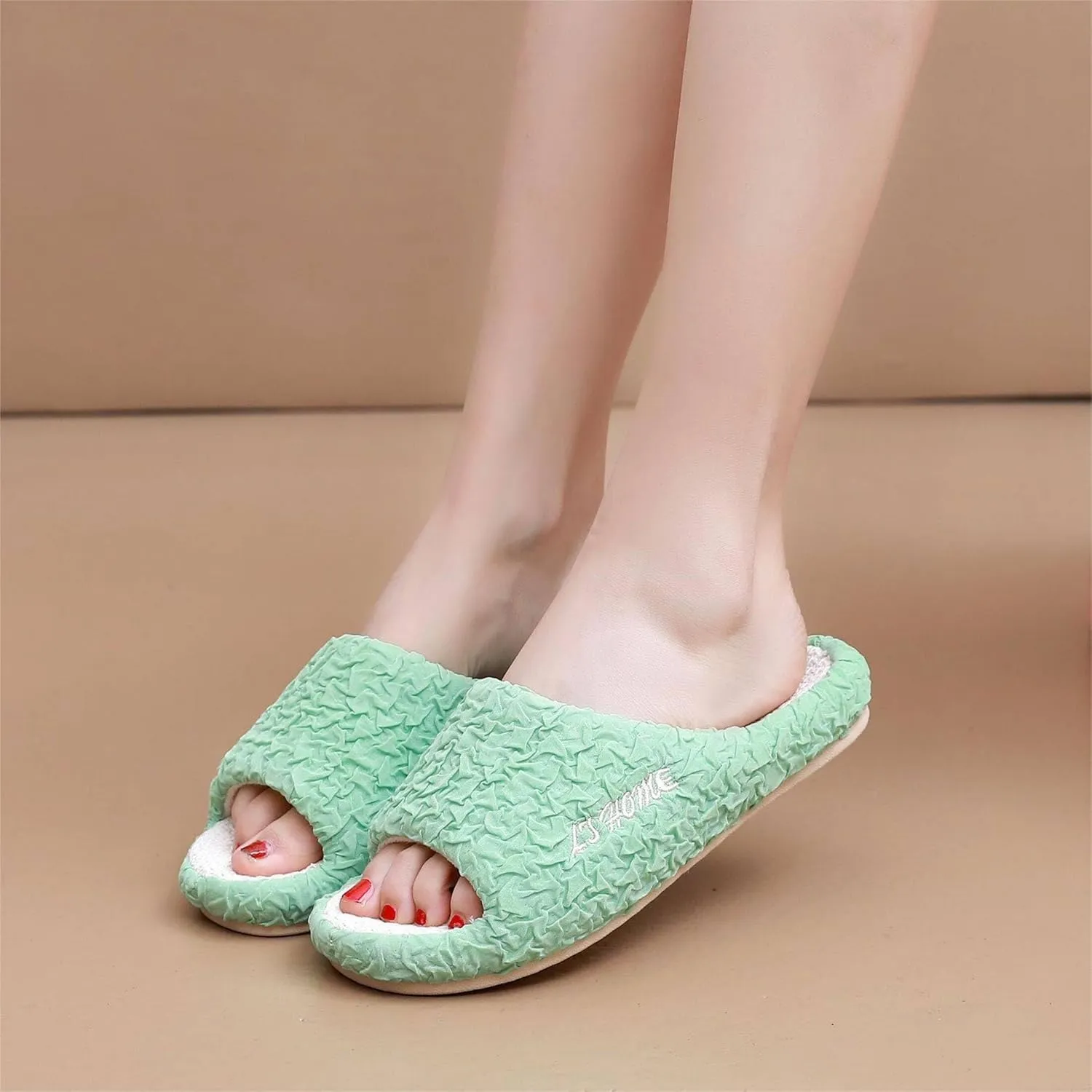 Crazy Lady Women's House Slippers Memory Foam Cozy Bedroom Shoes Open Toe Indoor Outdoor Platform Slides