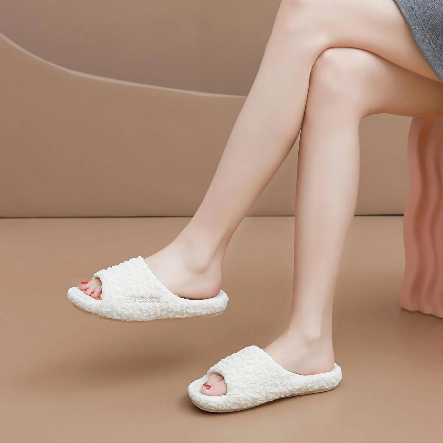 Crazy Lady Women's House Slippers Memory Foam Cozy Bedroom Shoes Open Toe Indoor Outdoor Platform Slides