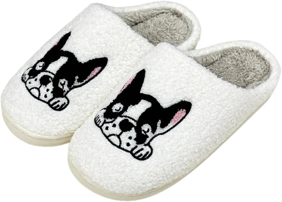 Cute House Slippers for Women Men Fluffy Plush Warm Animal Slippers Winter Comfy Bedroom Shoes