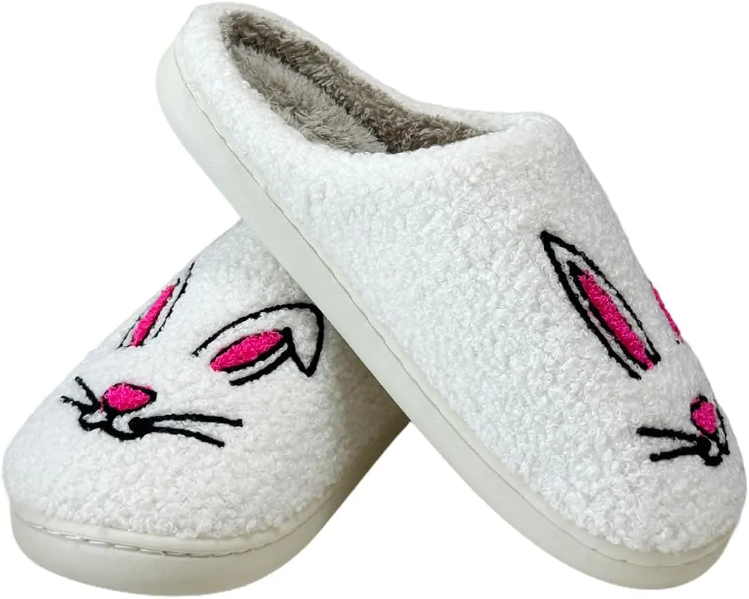 Cute House Slippers for Women Men Fluffy Plush Warm Animal Slippers Winter Comfy Bedroom Shoes