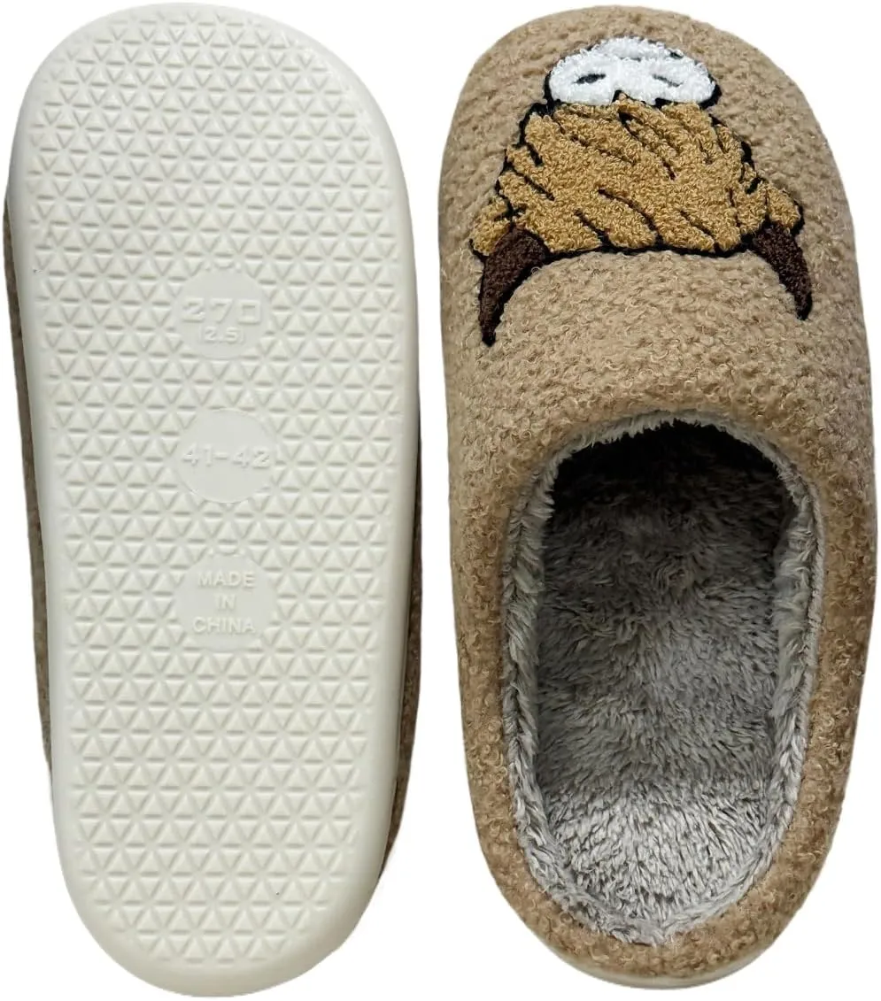 Cute House Slippers for Women Men Fluffy Plush Warm Animal Slippers Winter Comfy Bedroom Shoes
