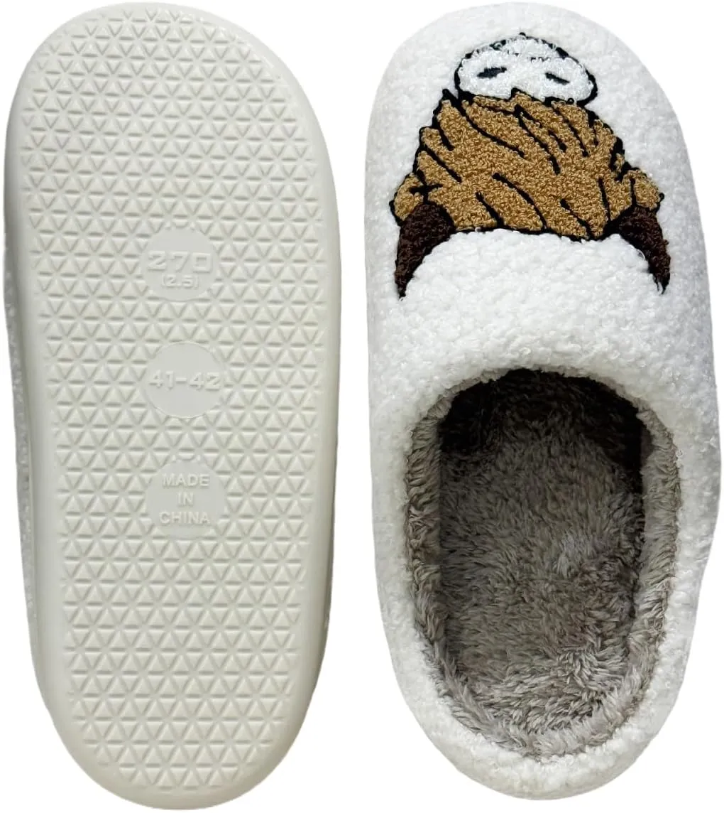 Cute House Slippers for Women Men Fluffy Plush Warm Animal Slippers Winter Comfy Bedroom Shoes