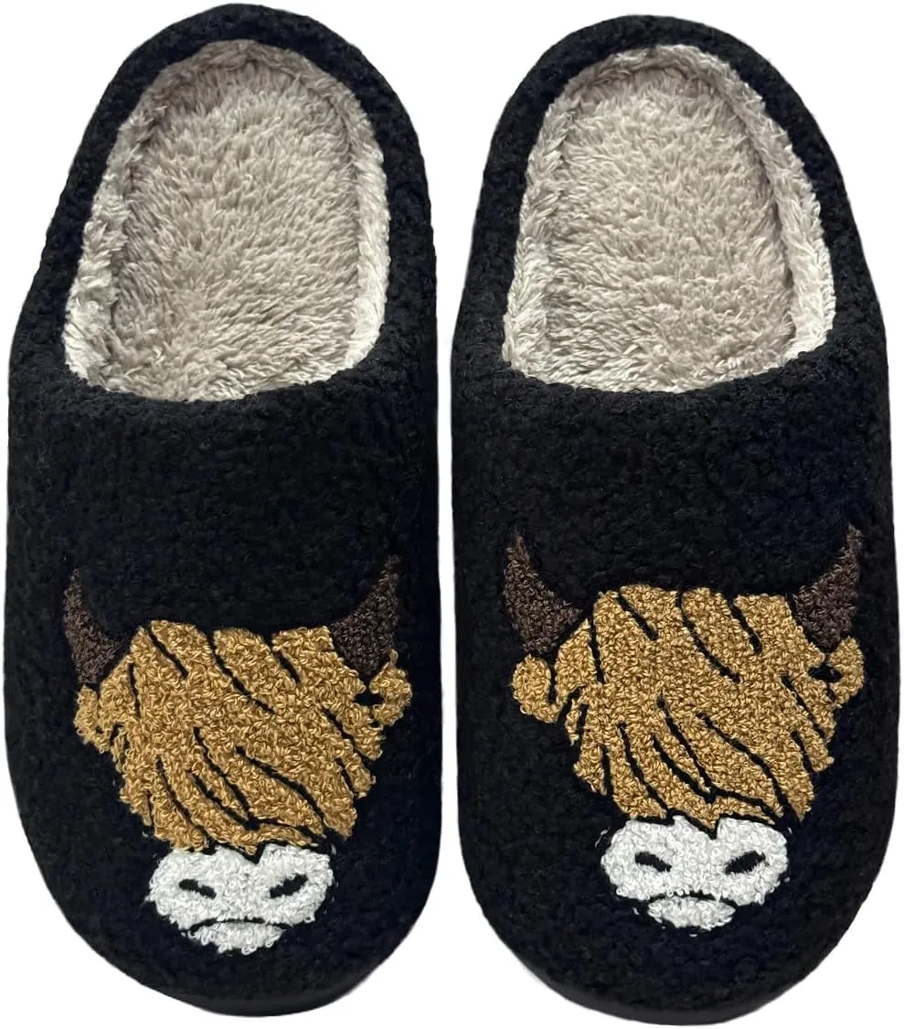 Cute House Slippers for Women Men Fluffy Plush Warm Animal Slippers Winter Comfy Bedroom Shoes