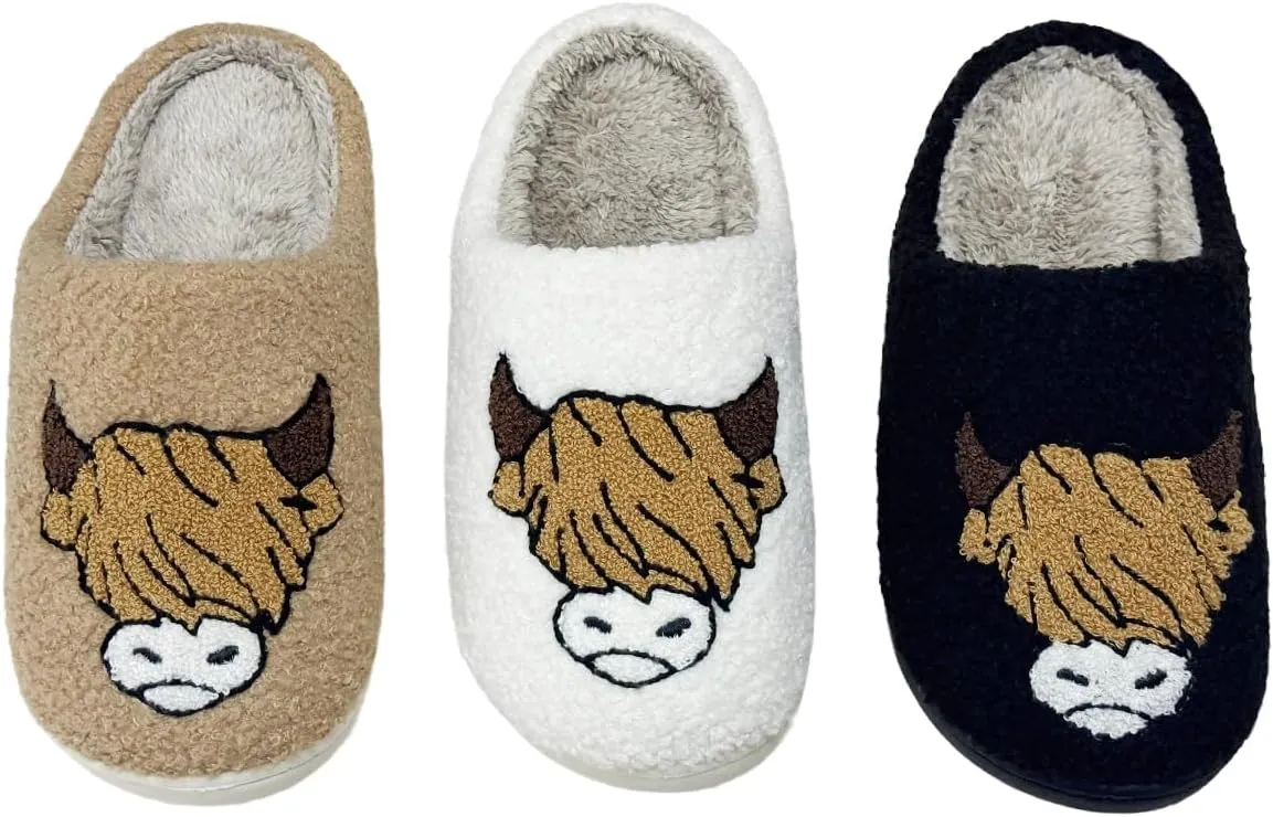 Cute House Slippers for Women Men Fluffy Plush Warm Animal Slippers Winter Comfy Bedroom Shoes
