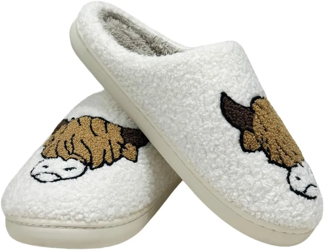 Cute House Slippers for Women Men Fluffy Plush Warm Animal Slippers Winter Comfy Bedroom Shoes