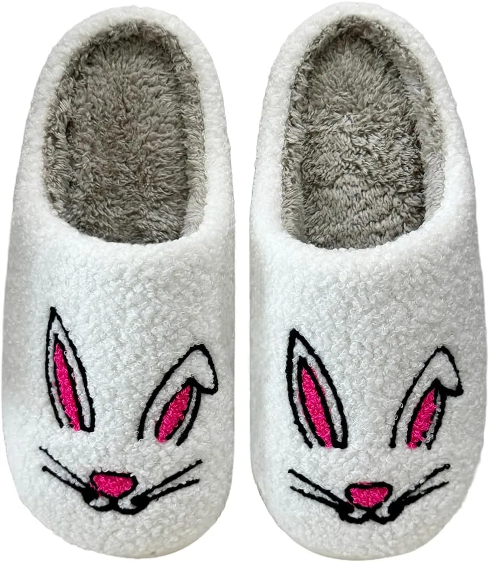 Cute House Slippers for Women Men Fluffy Plush Warm Animal Slippers Winter Comfy Bedroom Shoes