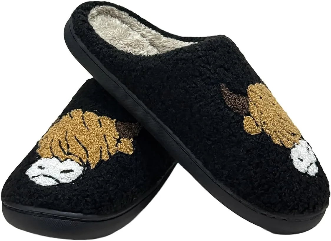 Cute House Slippers for Women Men Fluffy Plush Warm Animal Slippers Winter Comfy Bedroom Shoes