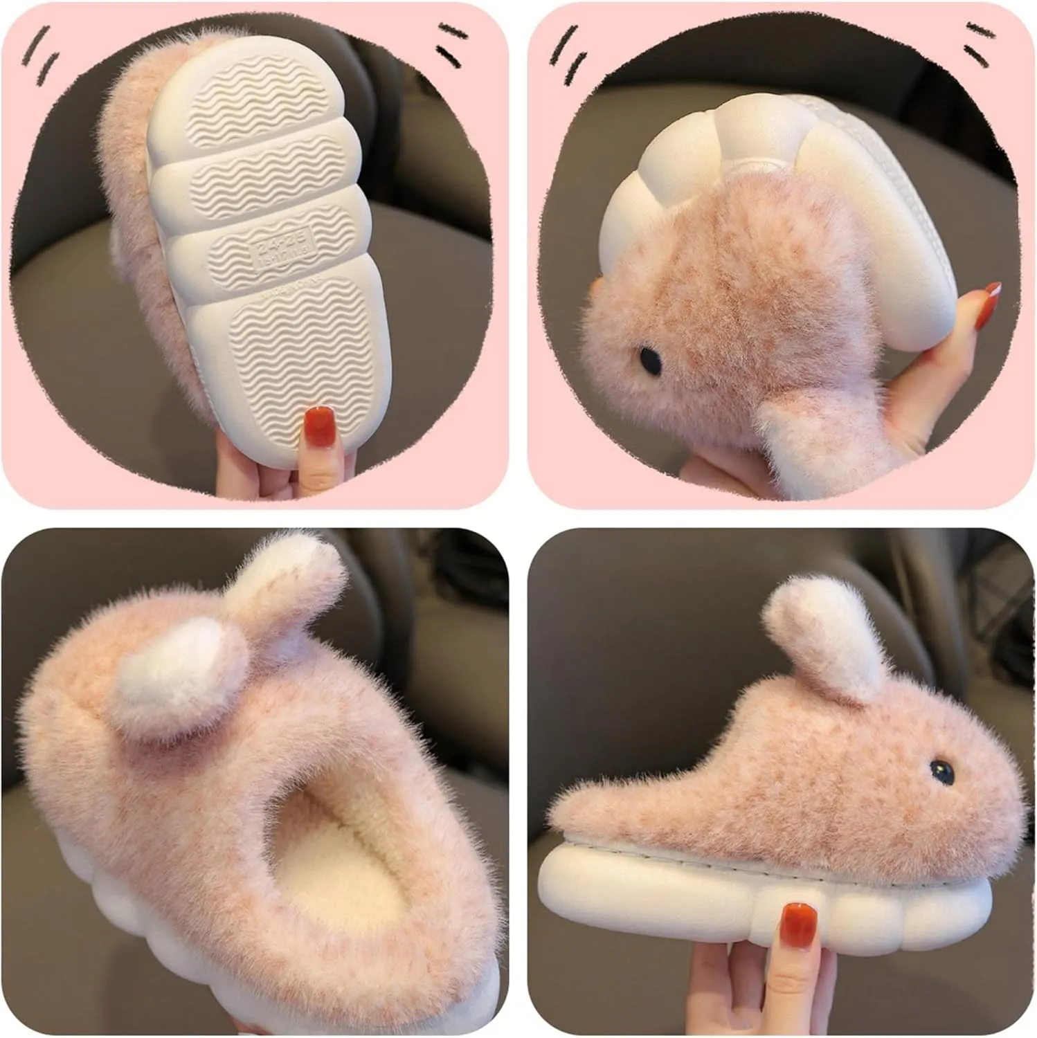 Cute Women's Rabbit Slippers - Warm & Plush, Cartoon Design, Perfect for Winter & Indoor/Outdoor Use