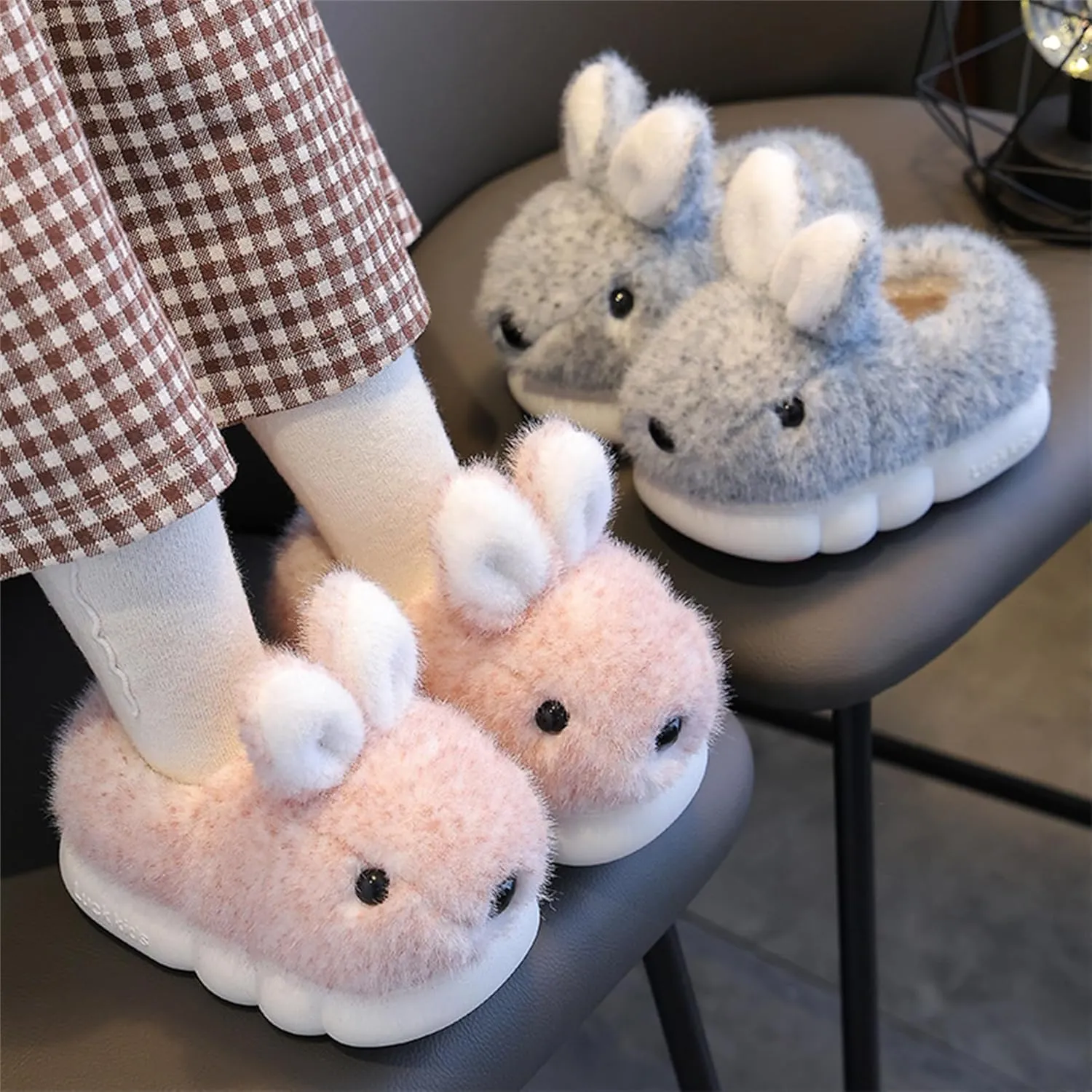 Cute Women's Rabbit Slippers - Warm & Plush, Cartoon Design, Perfect for Winter & Indoor/Outdoor Use