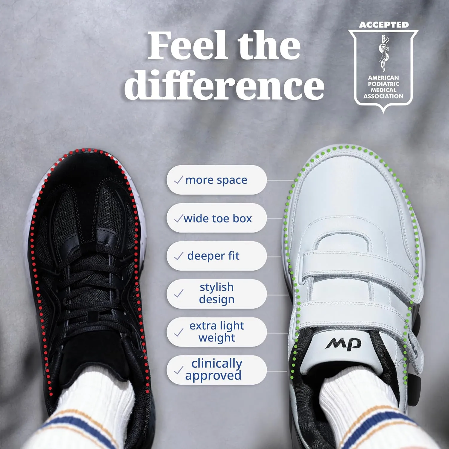diawin Wide Shoes for Men & Women – Extra Depth Walking Shoes with Wide Toe Box for Swollen Feet, Hallux, Arthritis, and Diabetic Needs – Durable Genuine Leather for Comfort