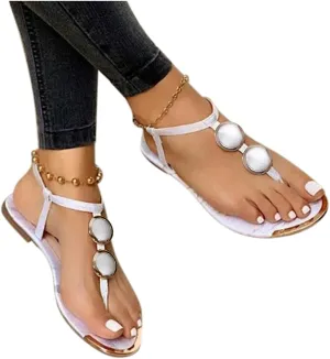 Eduavar Sandals for Women Casual, Sandals Women Summer Beach Sandals Black Sandals Flat Slippers Ring Toe Sandals