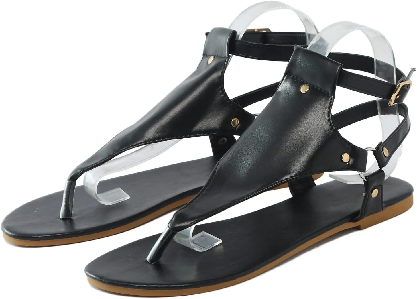 Eduavar Sandals for Women Dressy Summer, Flat Sandals for Women Summer Beach Open Toe Flip Flops Sandals with Buckle Strap