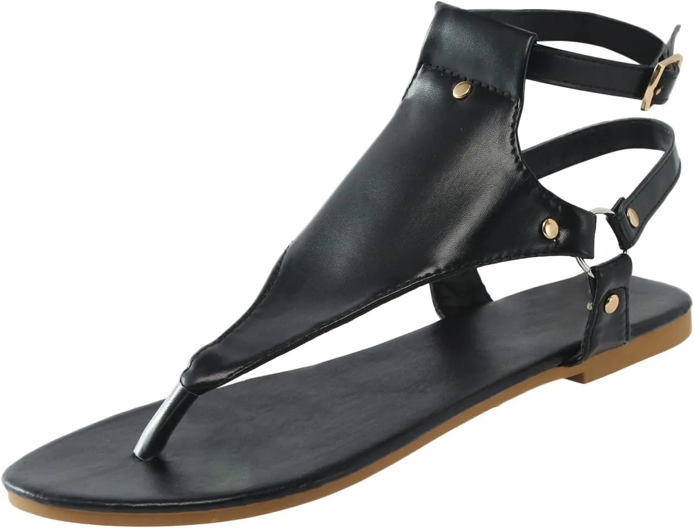 Eduavar Sandals for Women Dressy Summer, Flat Sandals for Women Summer Beach Open Toe Flip Flops Sandals with Buckle Strap