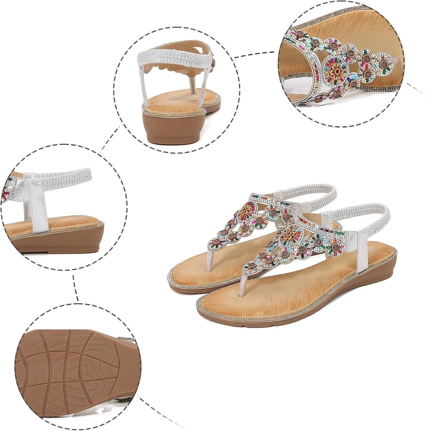 Eduavar Sandals for Women Dressy,Boho Sandals Womens Sandals Low Wedges Peep Toe Wrapped Sexy Cute Diamond Dressy Sandals