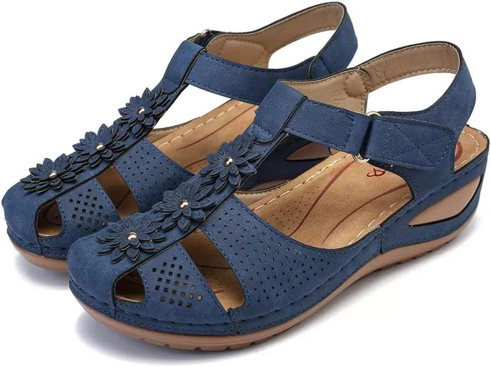 Eduavar Sandals Women Dressy Summer, Womens Sandals Dressy Hollow Sole Platform Sandals Casual Round Toe Walking Shoes